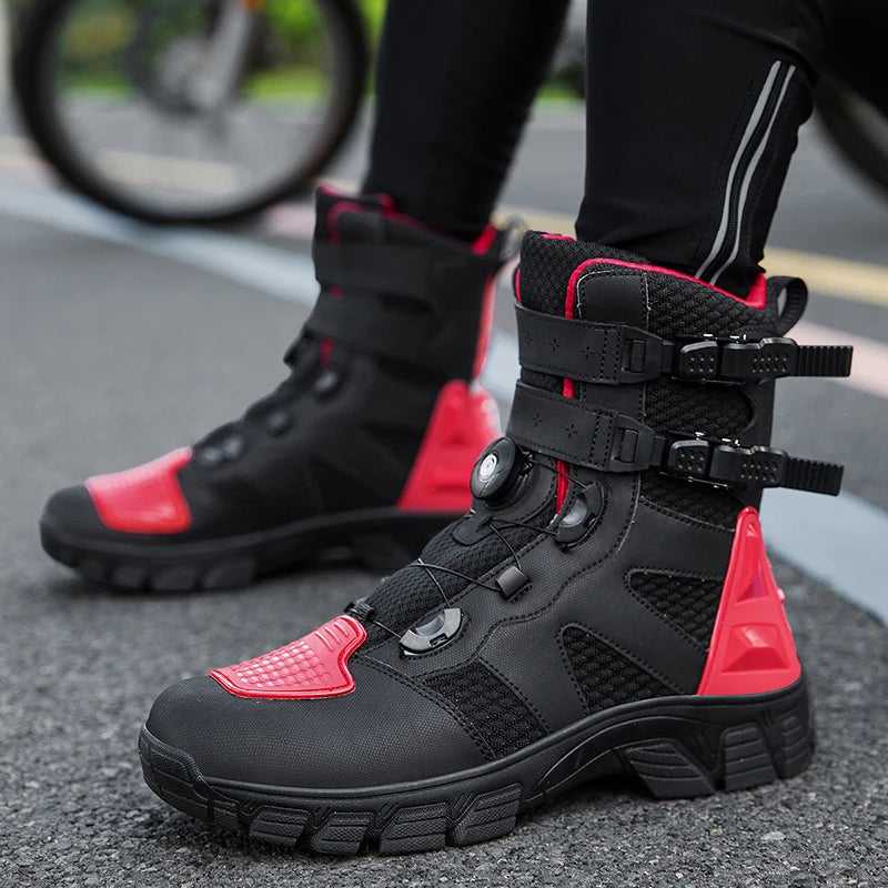 Men's Motorcycle Boots High Quality Breathable Motocross Shoes TPU Protective Men Motorcycle Shoes Non-slip Motos Riding Boot