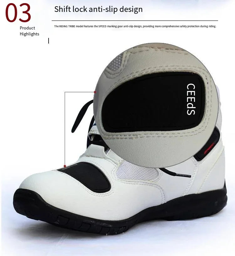 Motorcycle Fall Prevention Boots High Ankle Racing Boots Leather Race Motocross Motorbike Riding Boots Shoes for Women Men Shoe