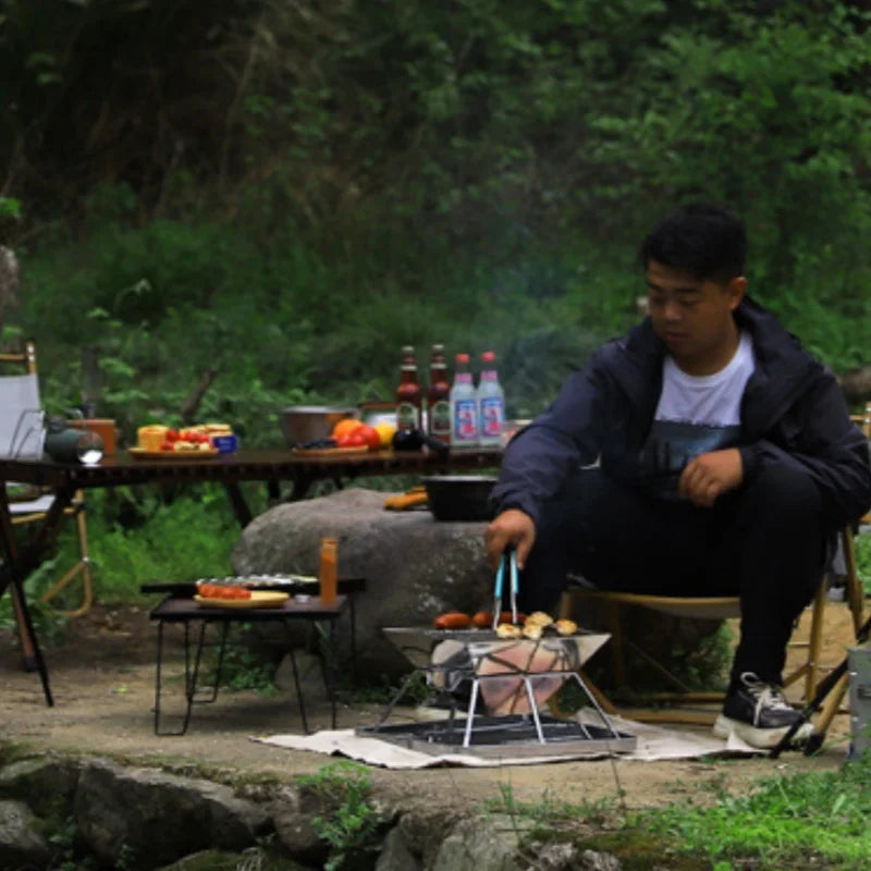 Portable Stainless Steel Folding Charcoal BBQ Grill For 3-4 Person Outdoor Camping Picnic Lightweight Easy Clean Barbecue