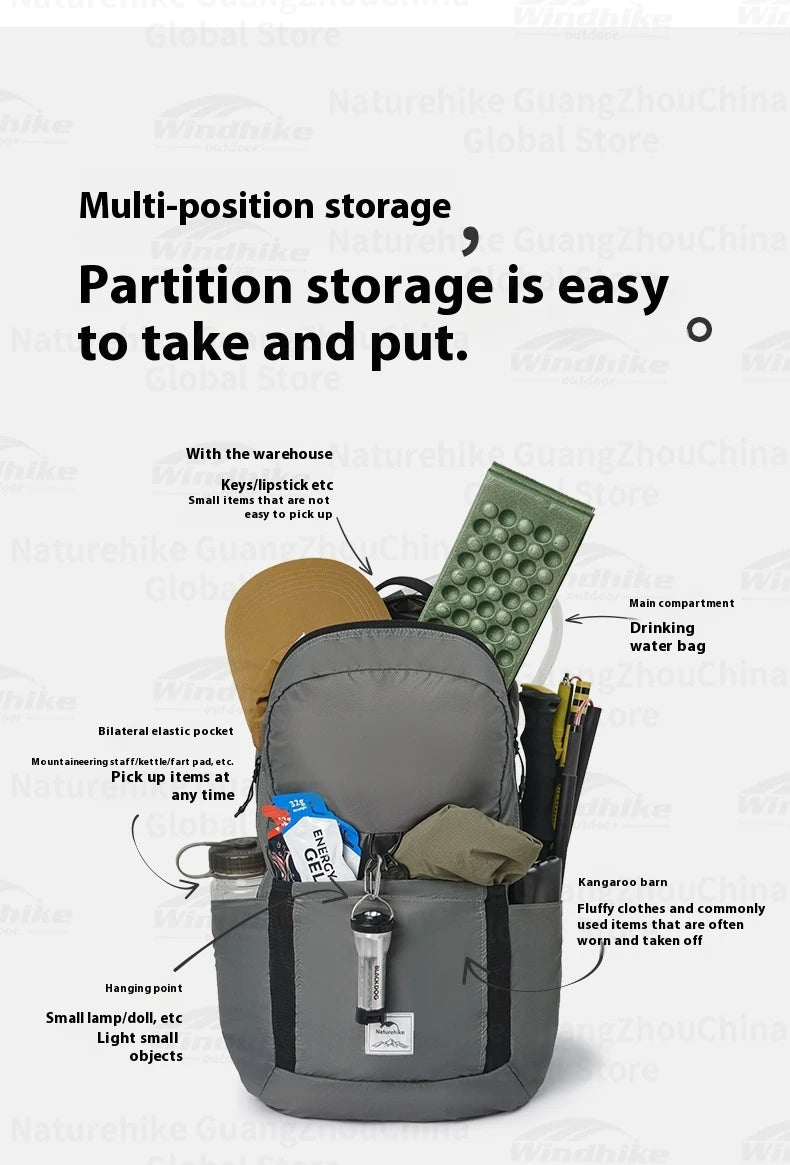 Naturehike 25L/30L Folding Backpack 30D Nylon Silicone Waterproof PU2000+ Outdoor Travel Climbing Hiking Ultralight Shoulder Bag