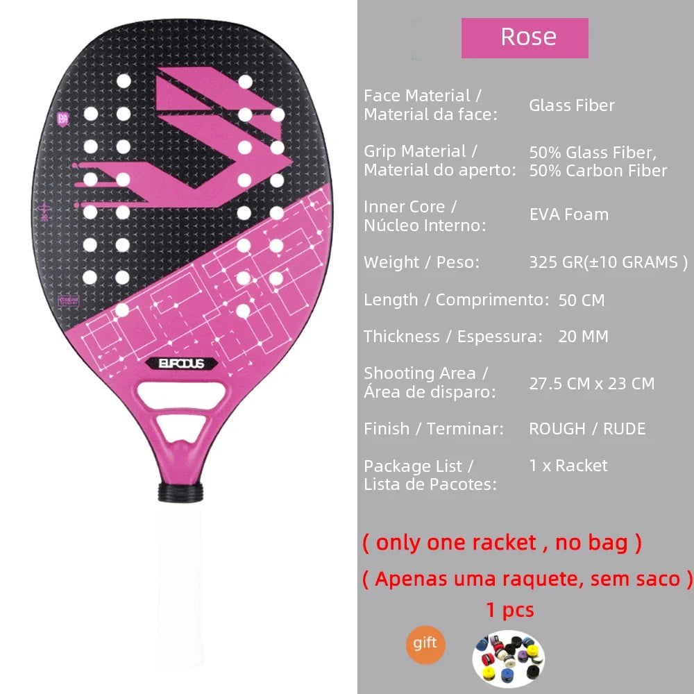New 18K 12K 3K Full Carbon and Glass Fiber Beach Tennis Racket Matte Face Tennis Racquet