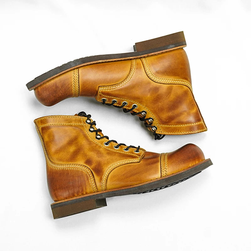 Durable Goodyear-Welted Stitchdown Rugged Style Work Boots Heritage Genuine Leather Moctoeboots Red For Men 1907 Shoes