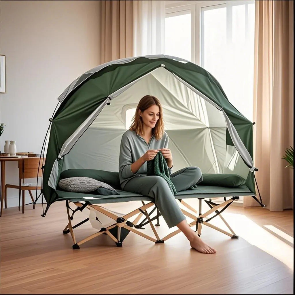 All-Season Camping Cot Tent 1-Person - Sturdy Cross-Braced Structure, for Fishing or Outdoor Activities,, Compact & Portable