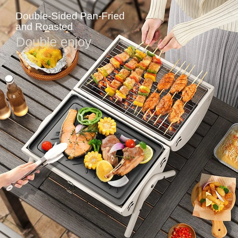 Barbecue Grill Outdoor Portable Picnic Camping Folding Smokeless Grill Household Portable Charcoal Heating Barbecue Grill 2025