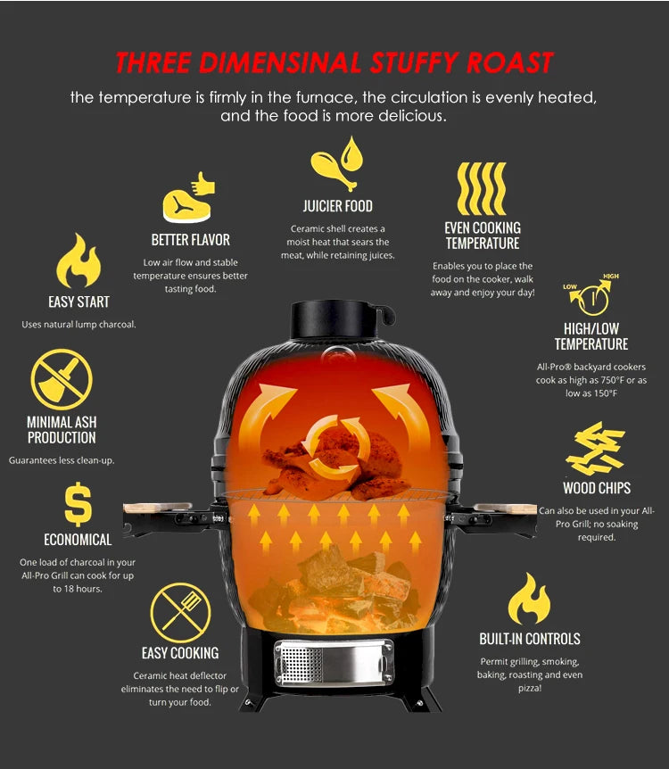 High Quality Kamado 23 Inch Charcoal Kamado Bbq Grill For Outdoor Barbecue Ceramic Bbq Grill