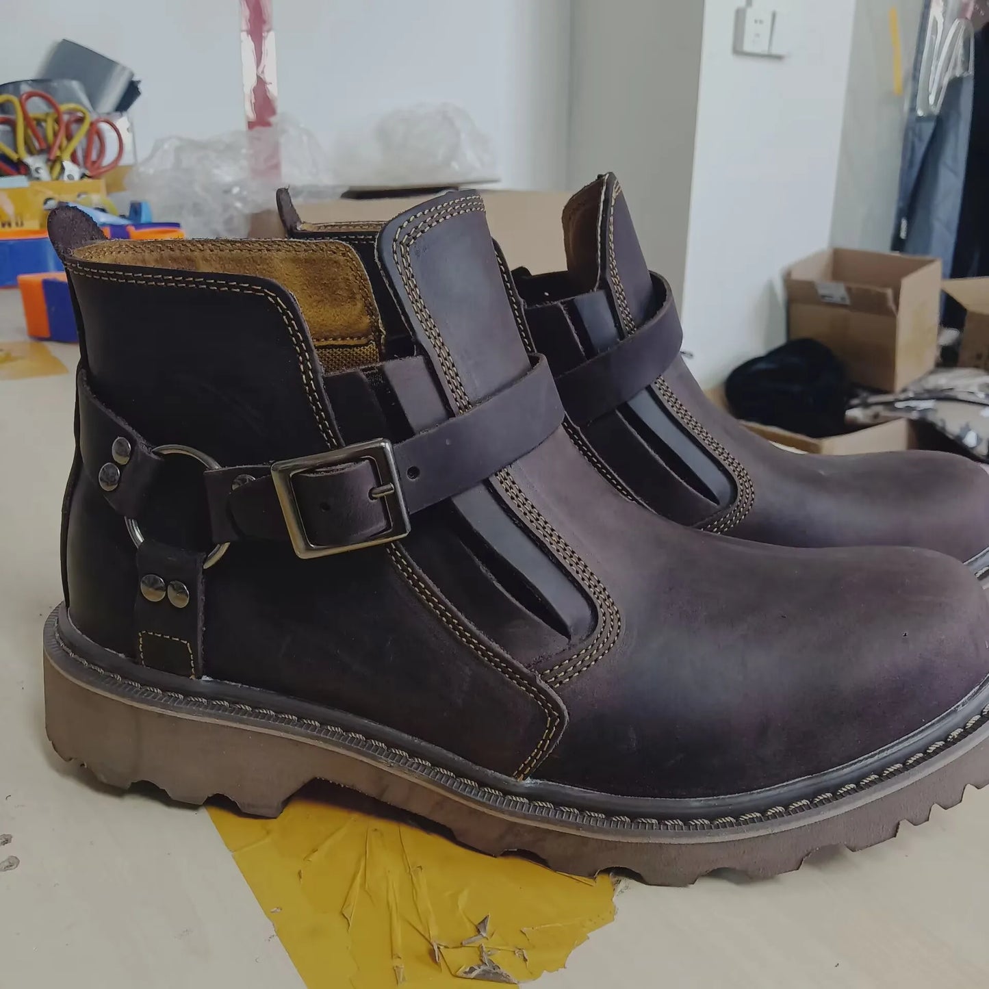 Retro leather boots for motorcycles durable men boots couple's short shoes motorcycle safety equipment motorcycle shoes