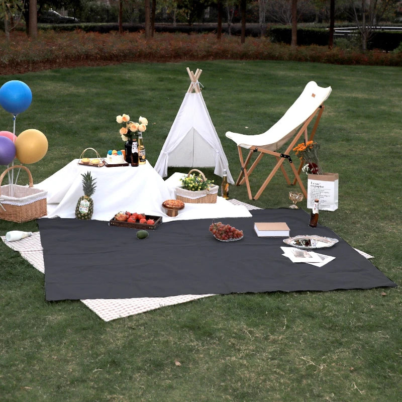 Solid Picnic Mat Paired with Picnic Trendy Leather Handle Beach Blanket  Sleeping Pad  Camping Tarp Waterproof  Beach Mat