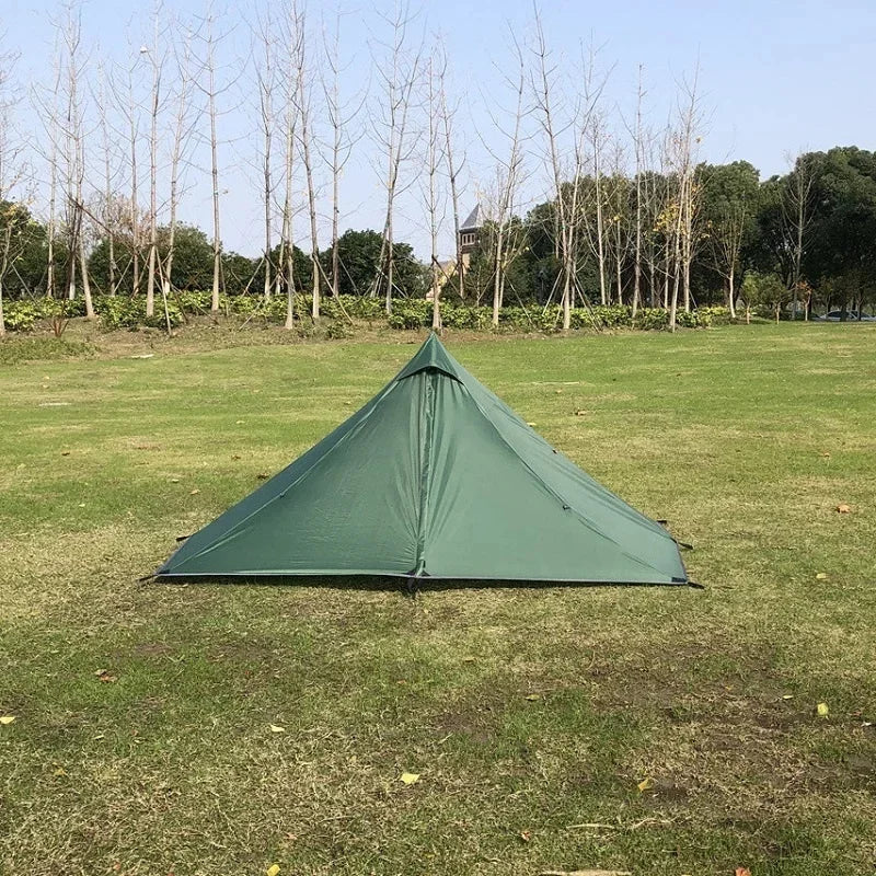 1 Person Ultralight Hiking Camping Tents Backpacking Pyramid Tent Portable Dual Layer Rainproof Rodless Pyramid 4 Season Tent