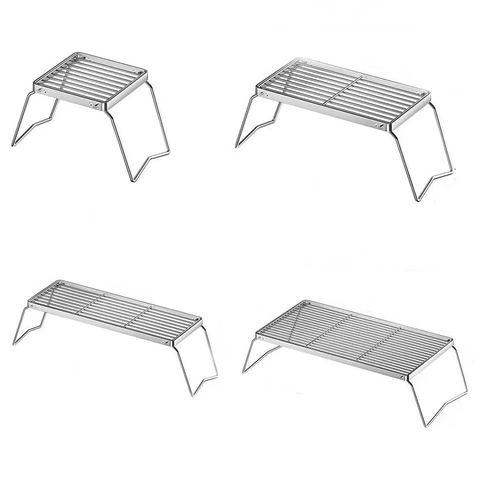 Stainless Steel Foldable Camping Grill Rack Corrosion Resistan Foldable BBQ Stove Stand Folding Heat-resistant