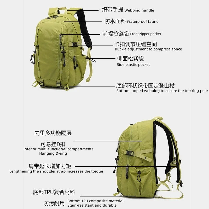 Unisex Multifunctional Outdoor Camping Hiking Climbing Backpack Men Nylon Travel  Adjustable Shoulder Strap Lightweight Bag
