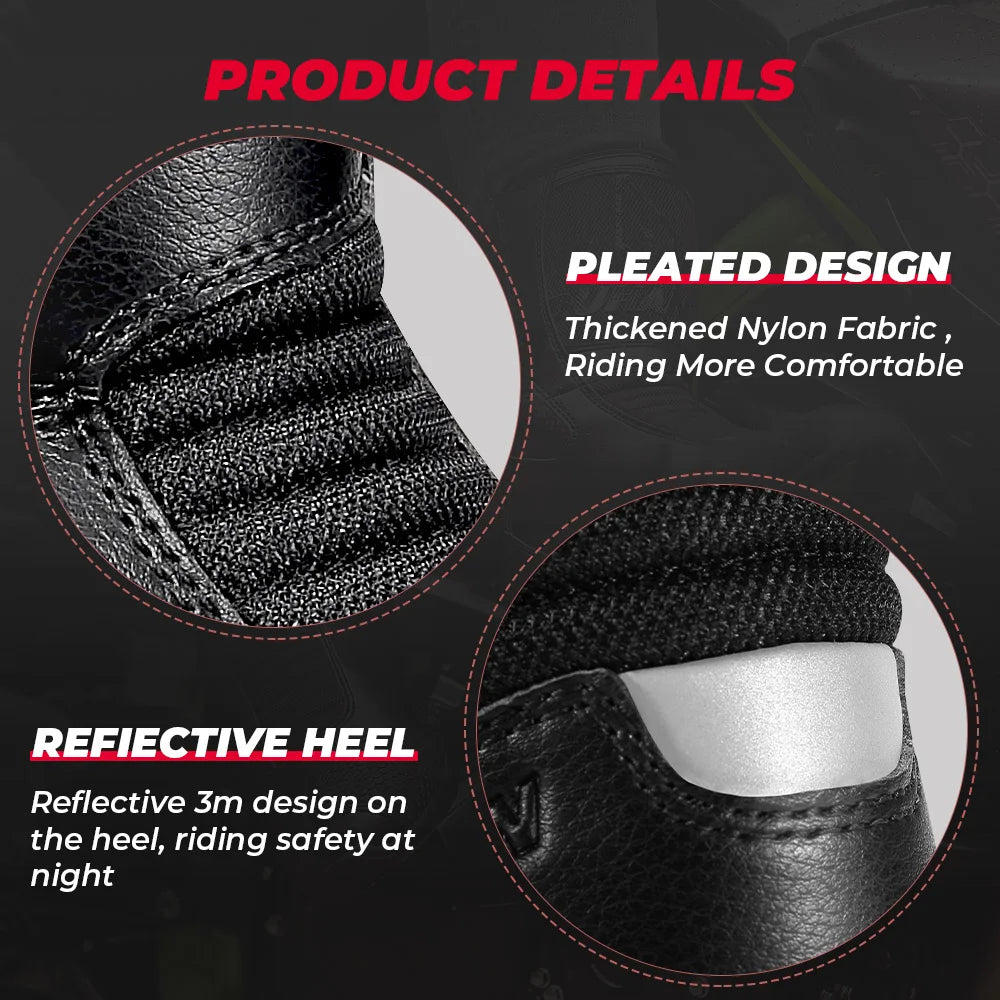 Motorcycle Boots Men Leather Waterproof Riding Black Shoes Summer Breathable Safety Motocross Motobike Thick Sole Protection