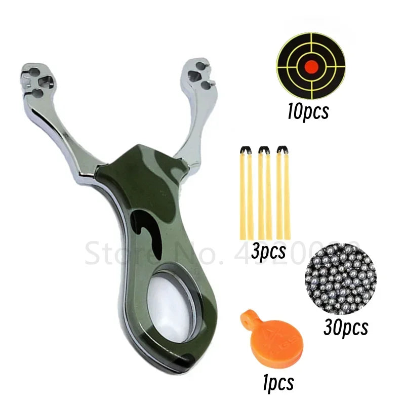 High quality Hunting Alloy Slingshot with Rubber Band High Precision Outdoor Hunting Shooting Catapult