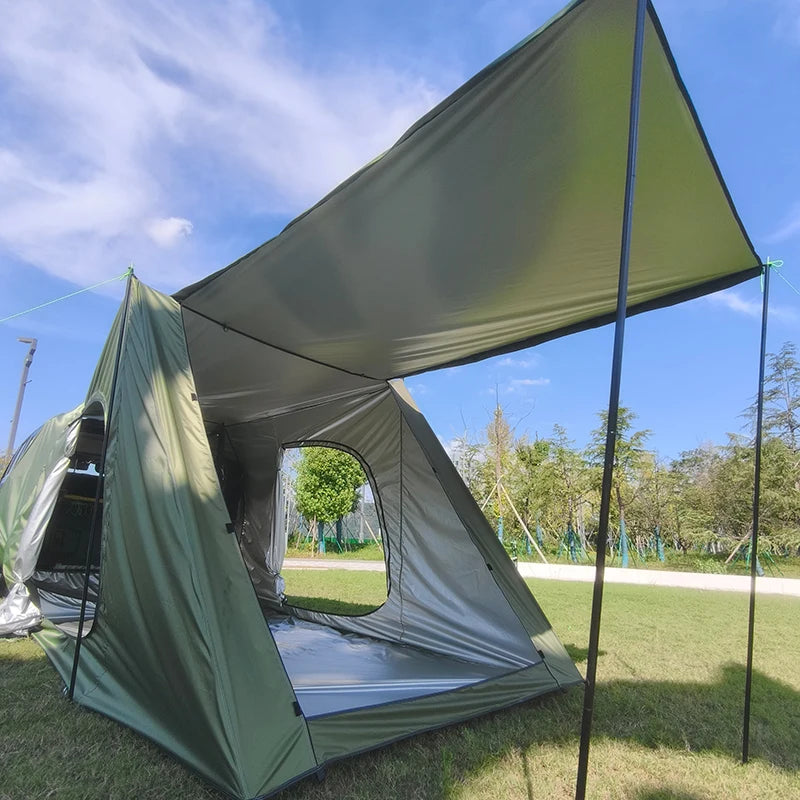 SUV Car Tent with Big Awning, Rear Tent, Camping, Multi-Use Tarp, Roomy Family Camping Tent with Floor, Car Side Tent