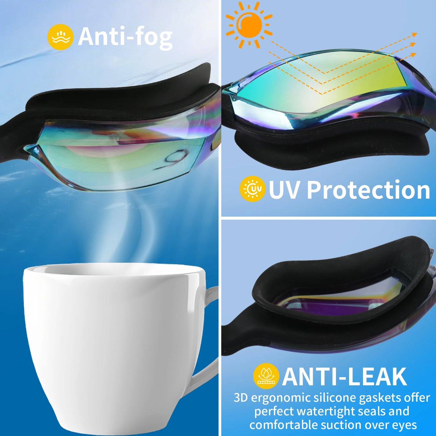 Swimming Goggles Anti-Fog Waterproof No Leaking Swim Goggles for Adult Children