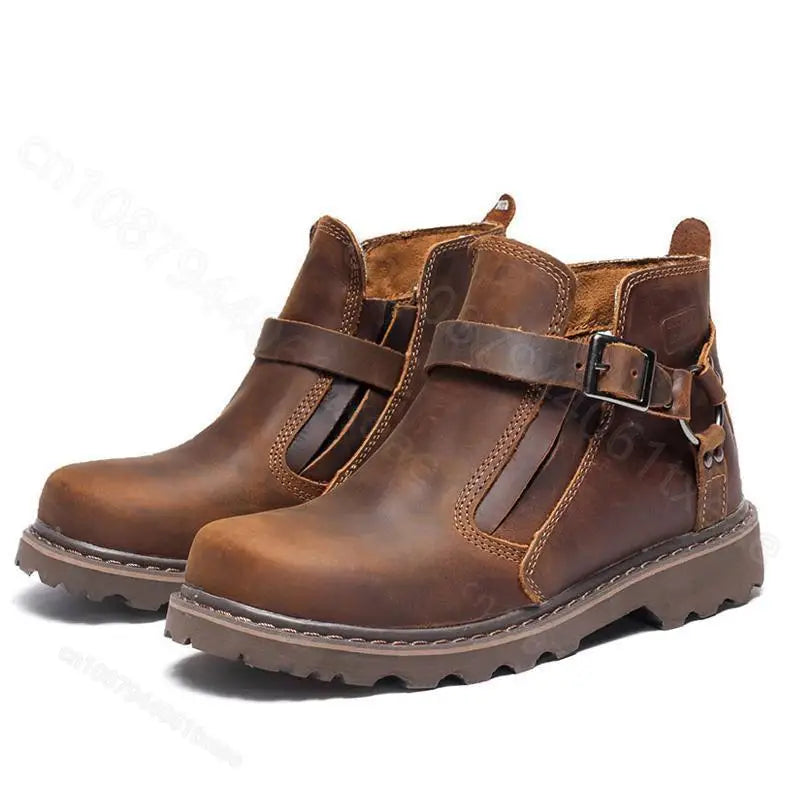 Retro leather boots for motorcycles durable men boots couple's short shoes motorcycle safety equipment motorcycle shoes
