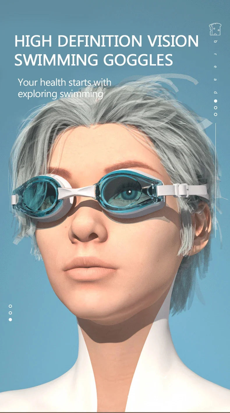 High Definition Anti Fog Swimming Goggles with Comfortable Silicone Seal Includes Swim Cap and Storage Box