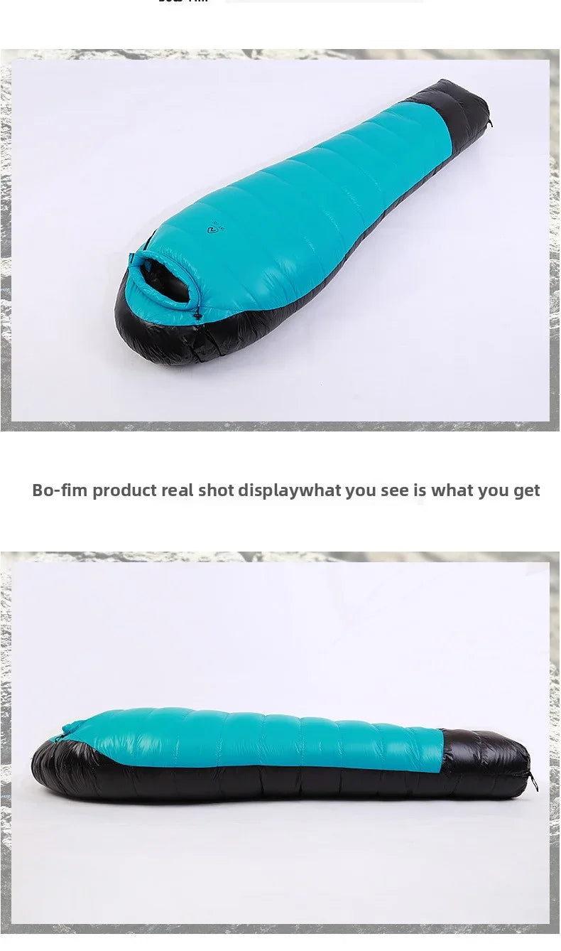 SKY ICEJingchan Mummy Down Sleeping Bag for Adults Outdoor Camping Winter Thickened Goose Down Cold-Proof Warm