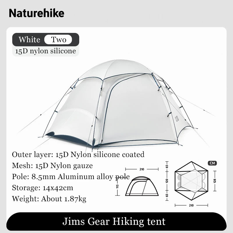 Naturehike Jims Gear Outdoor Camping Tents 1-2 Person 15d Nylon Silicone Coating Ultralight 4 Seasons Hiking Picnic Travel Tents