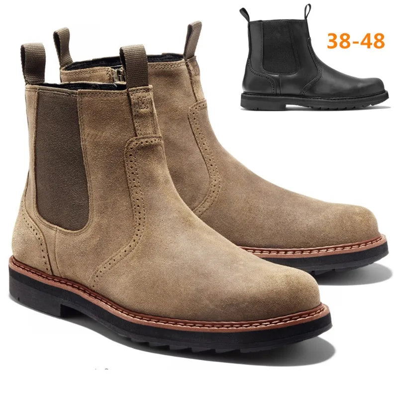 2025 Handmade Men Chelsea Retro Leather Boots Comfortable Shoes for Men Commute Motorcycle Boots Combat Boots Botas Para Hombre