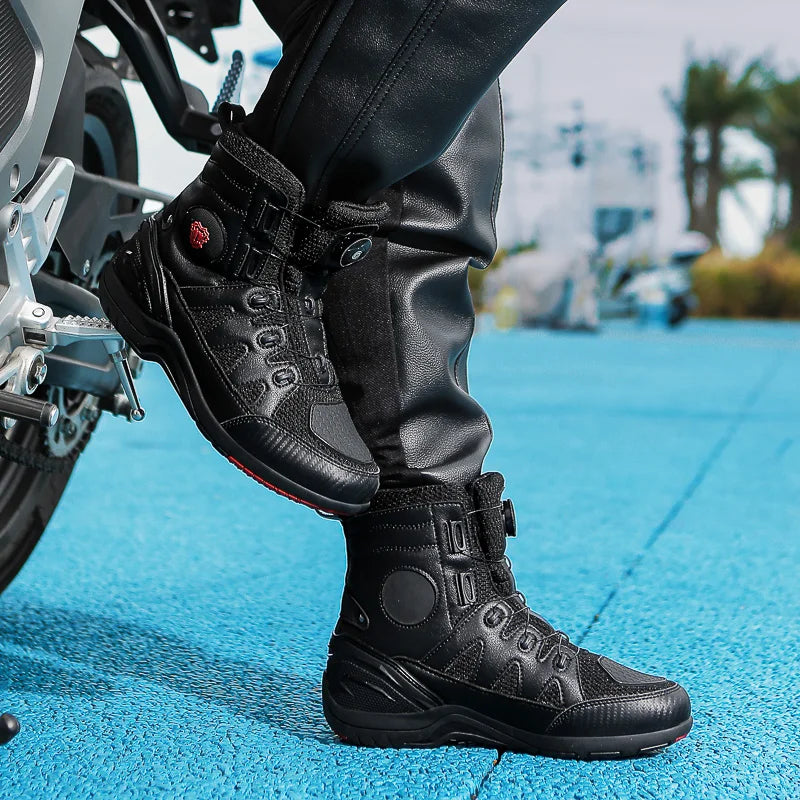 Motorcycle Shoes Riding Men Boots Motorcycle Casual Shoes Microfiber Waterproof Anti-slip Outdoors Travel Equipment Sneakers