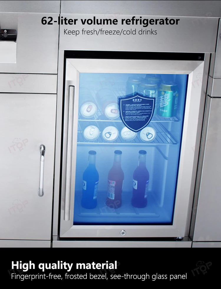 Outdoor Charcoal Bbq Grill With Chiller and Sink Stainless Steel 304 Barbecue Grill Bbq Stove Outdoor Stainless Steel Bbq Grill