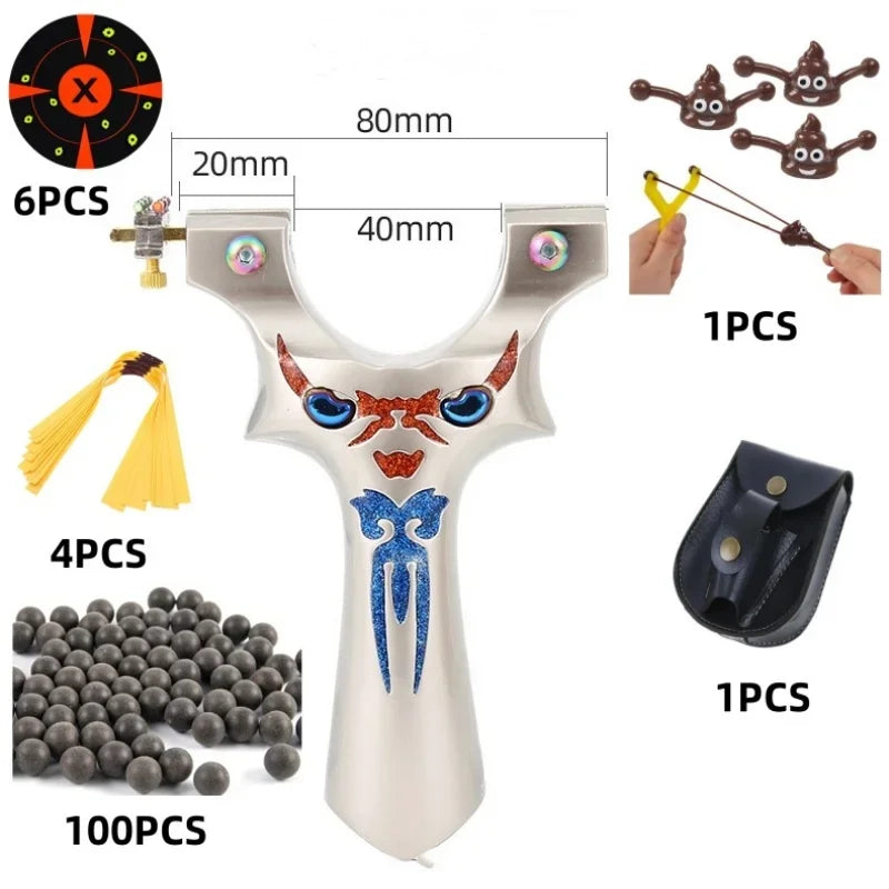 Aluminum material Outdoor Sports Hunting Alloy Shooting Slingshot Rubber Belt High-precision Shooting Alloy Slingshot Catapult