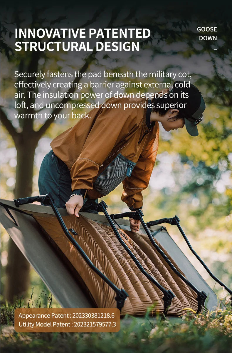 Thous Winds Camping Cot Down Winter Waterproof Sleeping Bag Down Camping Cot Down Backing Fit with Helinox Cot Camping Supplies