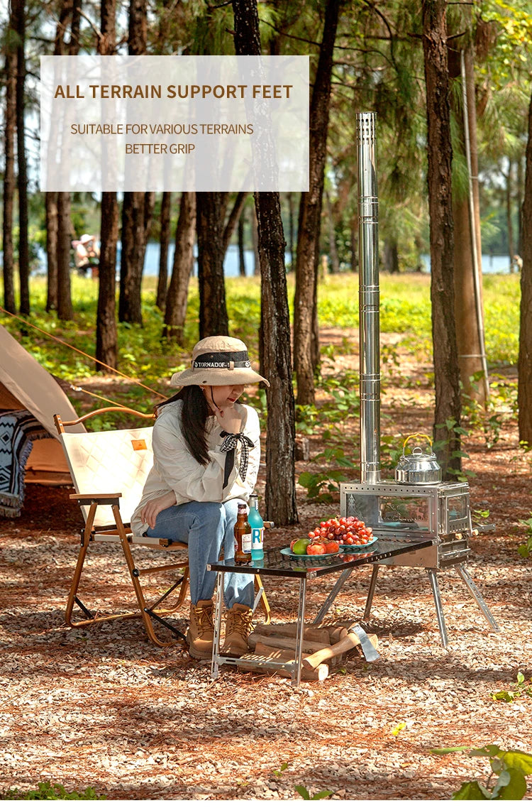 Firewood Stove Tent Heater Wood Furance Pellet Stove Brazier Grill Outdoor Camping Stove Portable Tent Heating Drawer Oven New