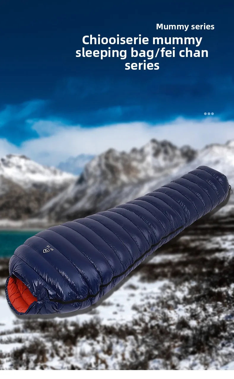 SKY ICEFeichan Mummy Down Sleeping Bag for Adults Outdoor Camping Winter Thickened Goose Down Cold-Proof Warm