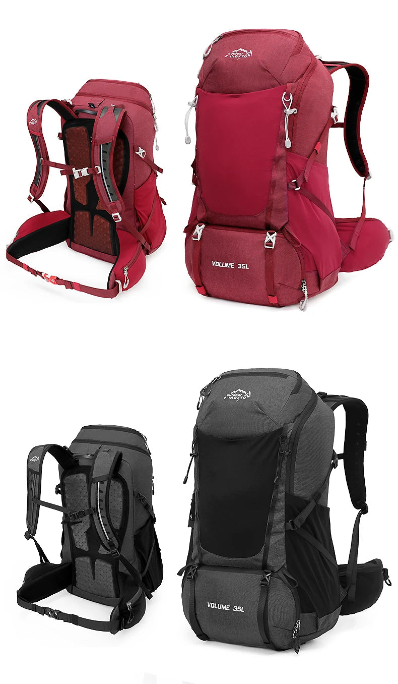 Internal frame waterproof hiking camping backpack with rain cover, large lightweight travel day backpack for climbing