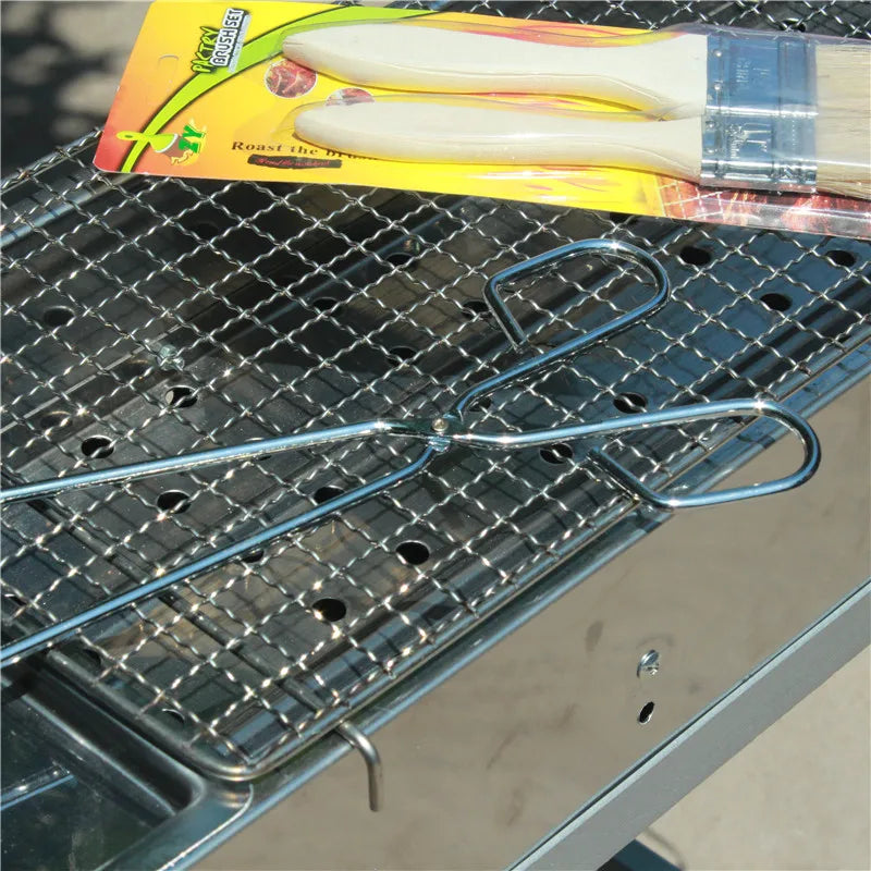 Stainless steel barbecue stove, home charcoal, outdoor large portable, enlarged grill for picnics