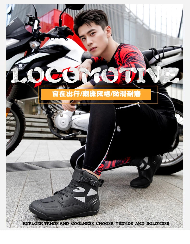 Men Motorcycle Boots New High Quality TPU Protection Men's Motorcycle Shoes Non-slip Breathable Motorbike Riding Boot