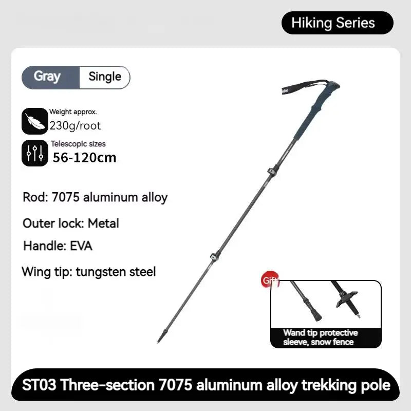 Naturehike ST03 7075 Aluminium Alloy Folding Trekking Pole Walking Stick Climbing Retractable 3 Sections Telescopic Alpenstocks