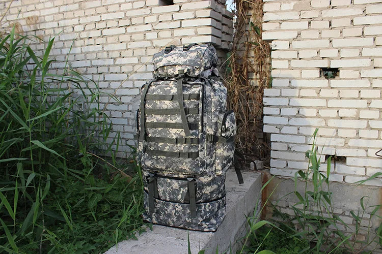 70-100L Outdoor Camping Travel Sports Backpack Military Camo Tactical Bag Large Capacity Waterproof Hiking Mountain Climbing Bag