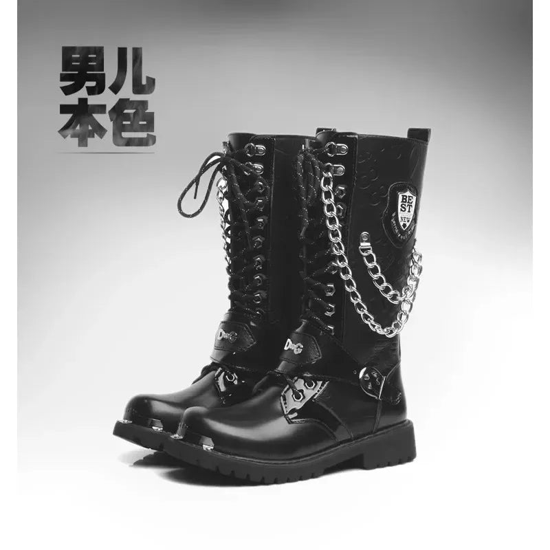Men Boot Mid Calf Basic Casual Outdoor Military Boots Trendy Big Toe Boots Round Toe Workwear Boots Baita Men's Shoe