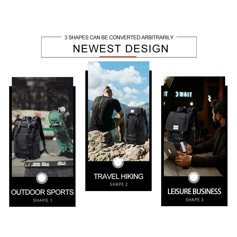 Roll Top Backpack for Men, Water Resistant Expandable, 17.3 inch Laptop Backpack for Commute Travel, 40 Max Liter Rucksack