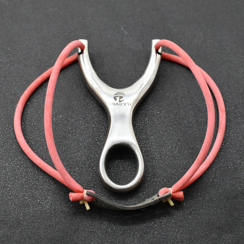 Stainless Steel Slingshot Metal Slingshot Catapult Powerful Hunting Equipment Portable Shooting Leisure Toy With Rubber Band