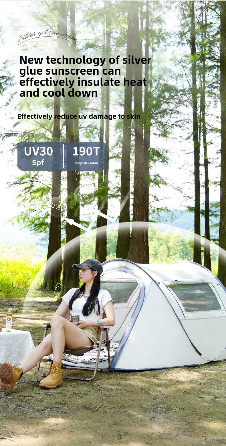 Tent Camping Outdoor 3-4 People Waterproof Thickened Portable Installation-free One-second Quick Open Automatic Boat Tent