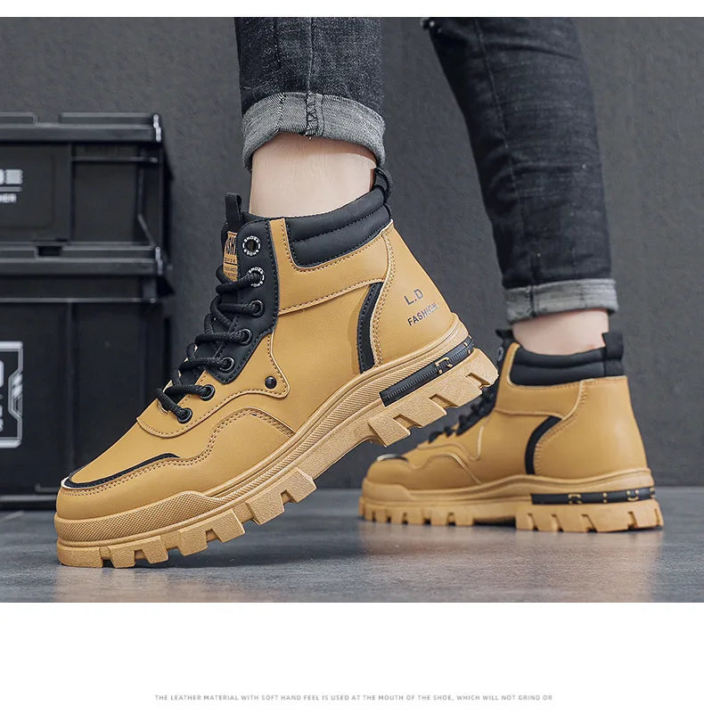 2025 Men's Casual Shoes Non-slip Wear-resistant High-top Sneakers Outdoor Comfortable Platform Hiking Shoes Designer Men's Shoes