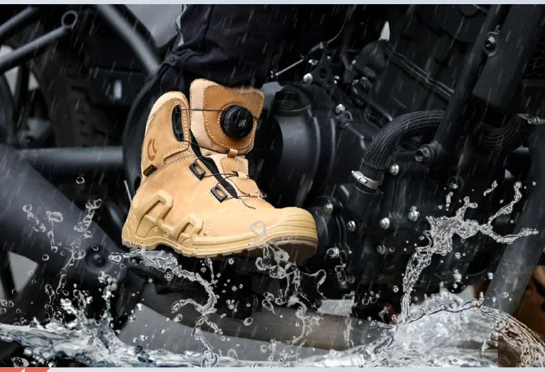 Retro Motorcycle Boots for Men – Waterproof Anti-Slip Riding Shoes for Four Seasons, Universal Fit Off-Road Motobike Sneakers