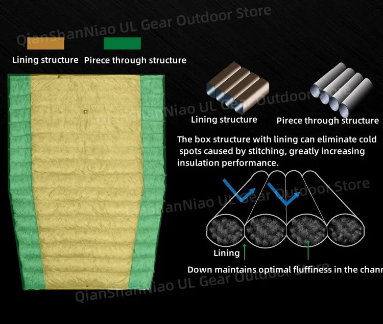 ICE Flame NXT 800FP Down Quilt Outdoor Camping Multifunctional Ultralight New Duck Down Quilt Waterproof Bottomless Sleeping Bag