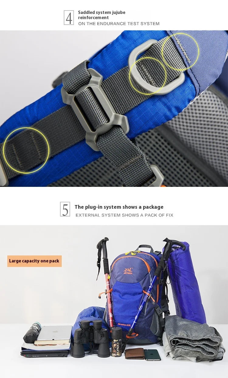 40L Splicing Style Backpack 450D Nylon Travel Bag Men Outdoor Backbag Multifunctional Hiking Mountaineering Backpack