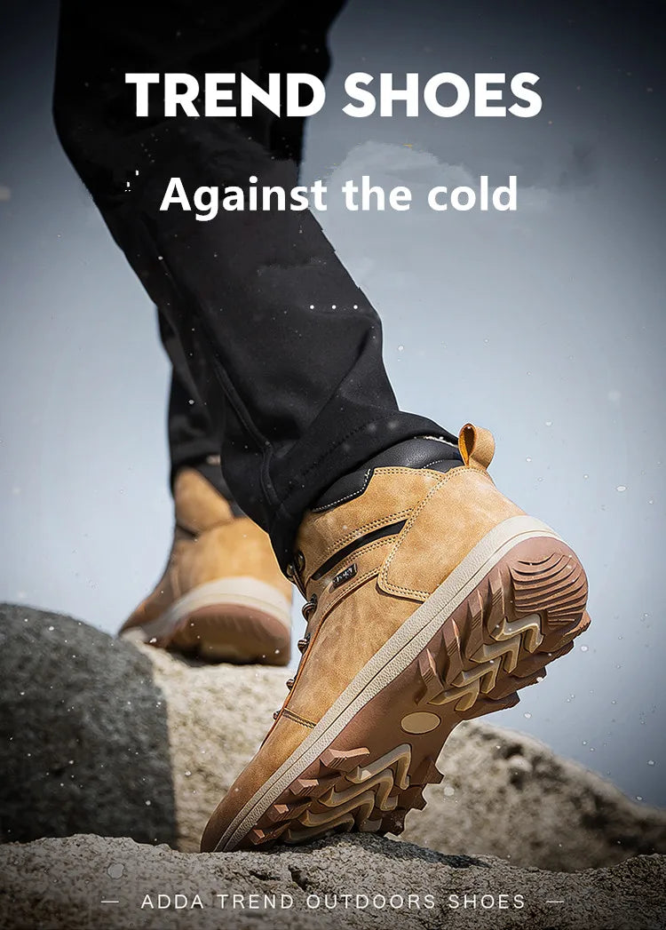 Winter Men Boots Waterproof Leather Plush Super Warm Snow Boots Men Sneakers Outdoor Hiking Boots Men Ankle Boots Big Size 38-48