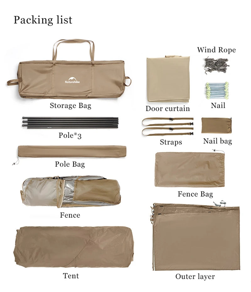 Naturehike Village 13 Automatic Cabin Tent Black Coated Outdoor Camping Picnic Sunscreen 27㎡ 2 Rooms 2 Halls Waterproof Tent