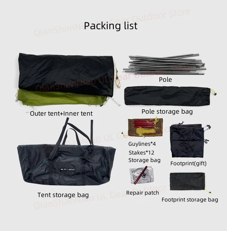 3F UL Gear Taiji 1 Tent Ultralight Single Person Outdoor Camping Tourism Tent Mountaineering Windproof Hiking Tent 1 Person