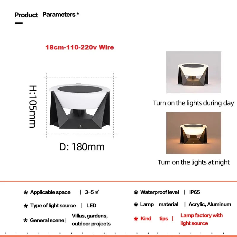 LED Solar Light Outdoor Garden Column Lamps Post Lights Waterproof Fence Gate Cap Lighting Lantern Head Fixture Patio Decoration