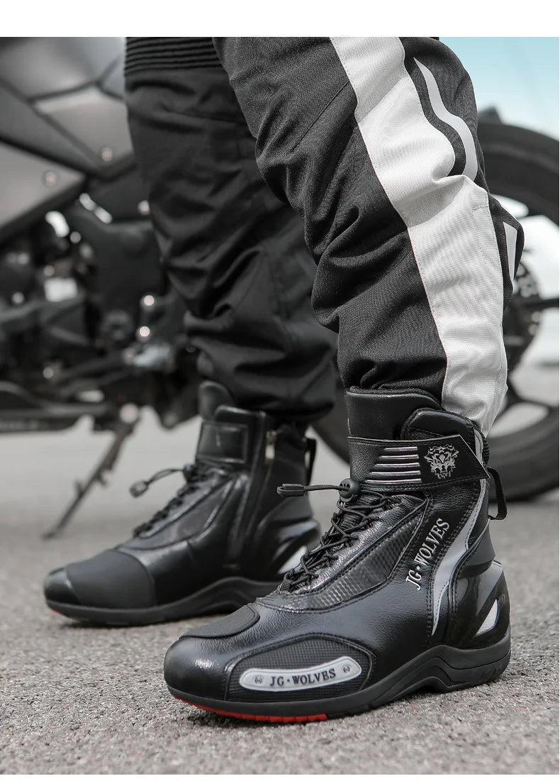 Motorcycle Shoes Men Off-road Adventure Motocross Low Boots  Retro Black Riding Shoes Rubber Sole Waterproof Motorcyclist Shoes