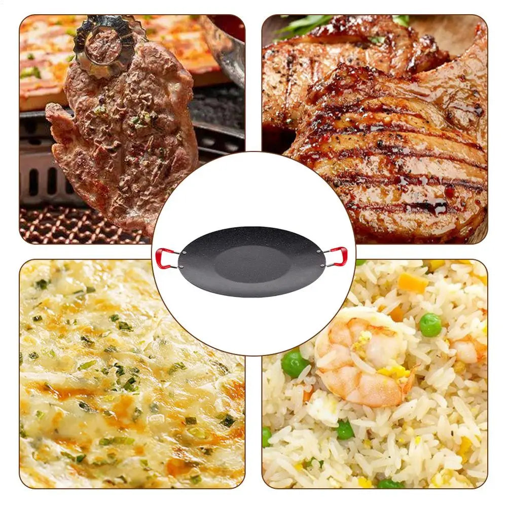 Stove Top Grill Korean Pan Camping Stove Grill Round Griddle Pan Non-Stick Indoor Korean Grill Korean Barbecue Grill With Handle