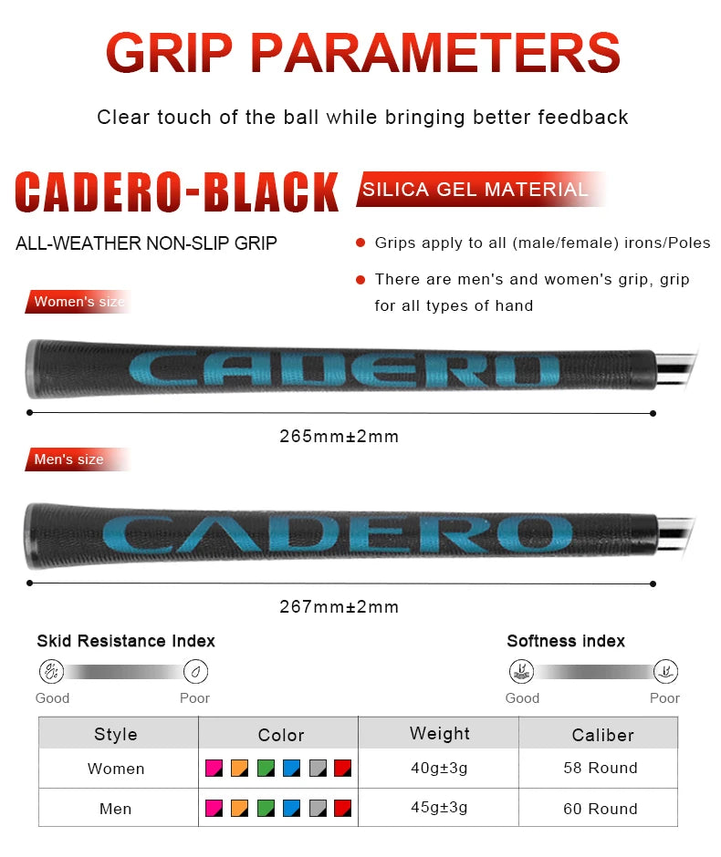 10 Golf Grips/set CADERO 2X2 AIR NER Crystal Standard Golf Club Grips 6-color Blend Available for Shock Absorption and Non-slip