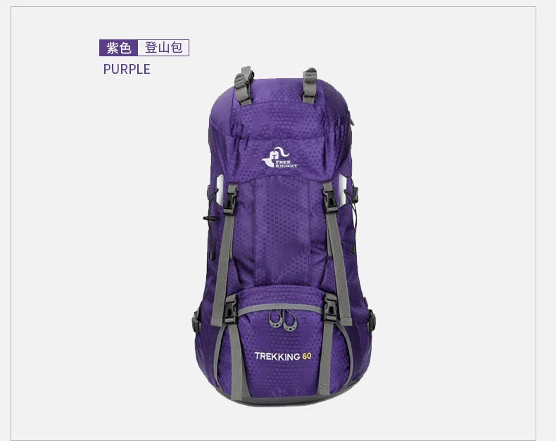 60L Camping Hiking Backpacks Men Outdoor Tourist Backpacks Nylon Sport Bag for Climbing Travelling with Rain Cover Free Knight